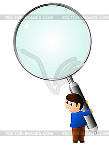 Boy with magnifying glass. - vector clipart