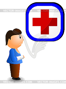 Boy with an injured hand - vector image