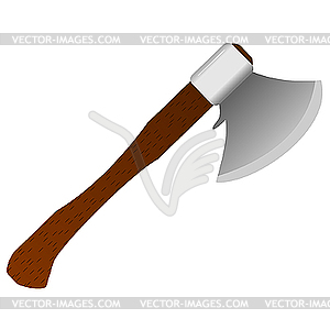 An ax with wooden handle - vector image