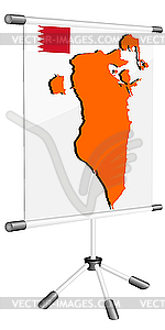 Display with silhouette map of Bahrain - vector clip art