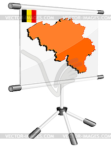 Display with silhouette map of Belgium - stock vector clipart