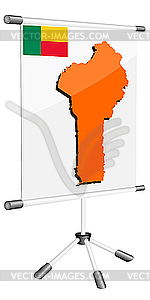 Display with silhouette map of Benin - vector image