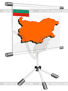 Display with silhouette map of Bulgaria - vector clipart