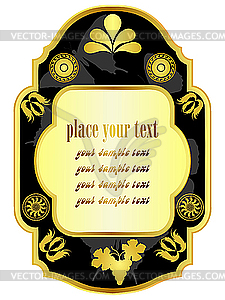 Vintage label with gold border - vector image