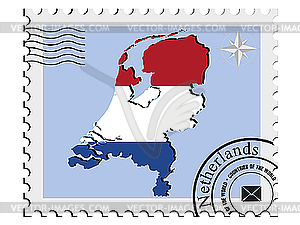 Stamp with the image maps of Netherlands - vector image