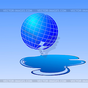 Globe with leaky water - vector clipart