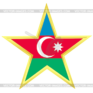 Gold star with flag of Azerbaijan - vector clipart