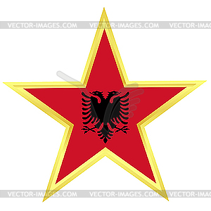 Gold star with flag of Albania - vector clip art