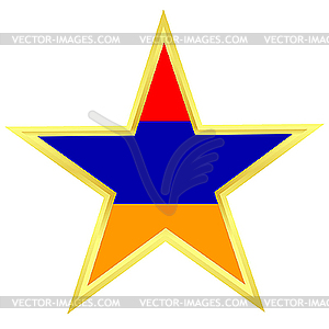 Gold star with flag of Armenia - vector image