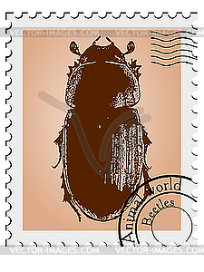 Stamp with beetle - vector image