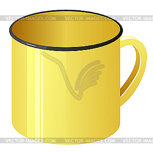 Yellow enamel mug - vector clipart