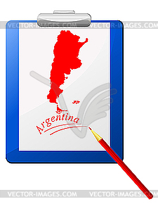 The clipboard with map of Argentina - vector clip art