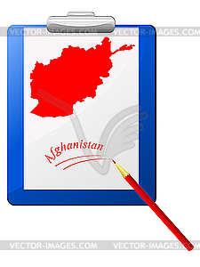 The clipboard with map of Afghanistan - stock vector clipart