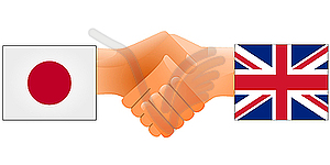 Sign of friendship the United Kingdom and Japan - vector clip art