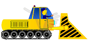 Bulldozer and the driver - vector image