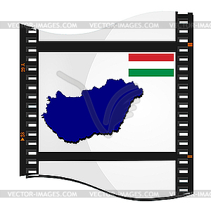 Image footage with map of Hungary - vector image