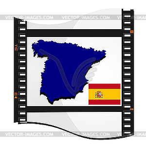 Image footage with map of Spain - vector clip art