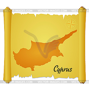 Parchment with silhouette of Cyprus - vector clipart