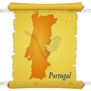 Parchment with silhouette of Portugal - vector clipart