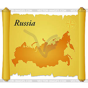 Parchment with silhouette of Russia - vector clipart