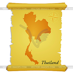Пергамент с силуэтом Таиланд - векторное изображение