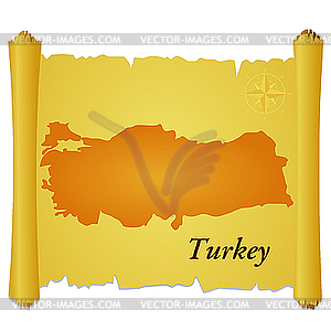 Parchment with silhouette of Turkey - vector image