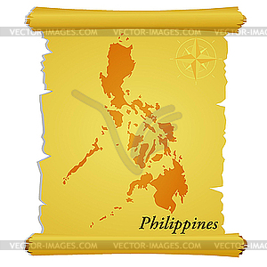 Parchment with silhouette of Philippines - vector clipart / vector image