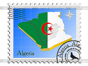 Stamp with the image maps of Algeria - vector clipart