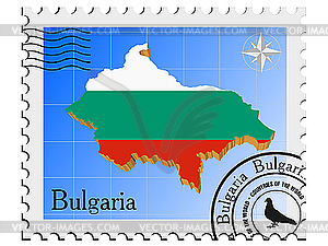 Stamp with the image maps of Bulgaria - vector clipart