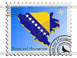 Stamp with the image maps of Bosnia and Herzegovina - vector image