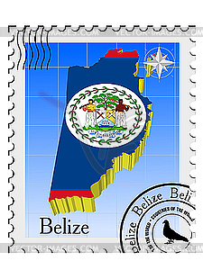 Stamp with the image maps of Belize - vector clipart