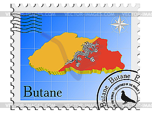 Stamp with the image maps of Butane - vector clipart / vector image