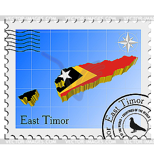 Stamp with the image maps of East Timor - vector image