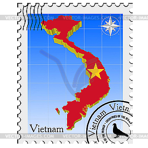 Stamp with the image maps of Vietnam - vector clipart