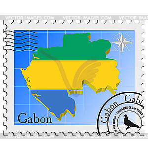 Stamp with the image maps of Gabon - vector image