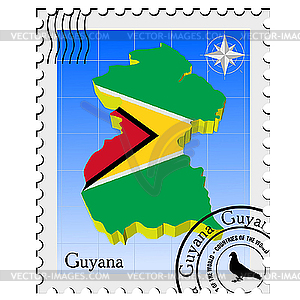 Stamp with the image maps of Guyana - vector image