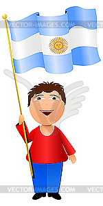 Мальчик с флагом Аргентины - изображение в векторе