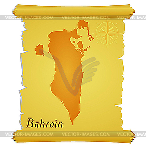 Parchment with silhouette of Bahrain - vector image