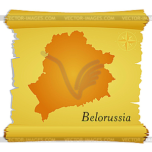 Parchment with silhouette of Belarus - vector clip art