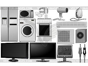 Большая коллекция изображений бытовой техники - векторный клипарт