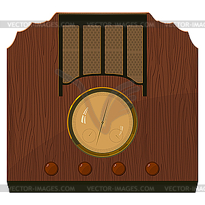 An old radio in wooden case - vector image