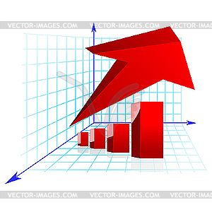 The color diagram with red arrow - vector clip art