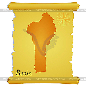 Parchment with silhouette of Benin - vector EPS clipart