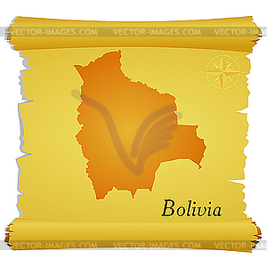 Parchment with silhouette of Bolivia - stock vector clipart