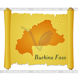 Parchment with silhouette of Burkina Faso - royalty-free vector image