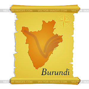 Parchment with silhouette of Burundi - vector clipart