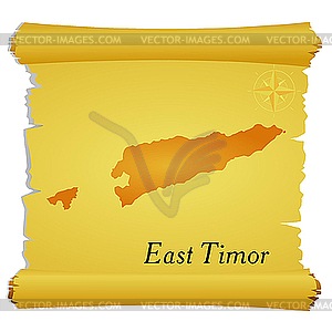 Parchment with silhouette of East Timor - vector clipart