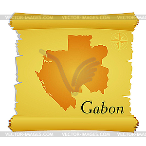 Parchment with silhouette of Gabon - vector clipart