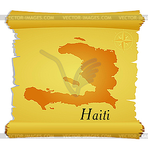 Parchment with silhouette of Haiti - vector clipart