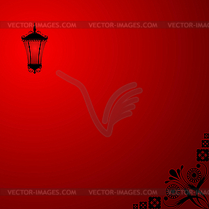 Background with red lantern - vector clipart